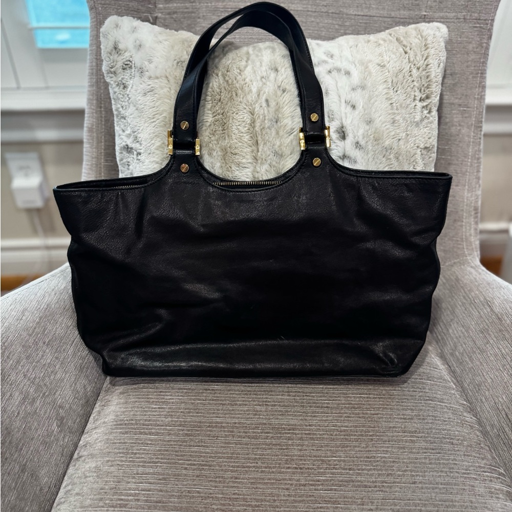 Black Tory Burch Leather Classic Bombe Shoulder Bag Tote Bag - Picture 4 of 10